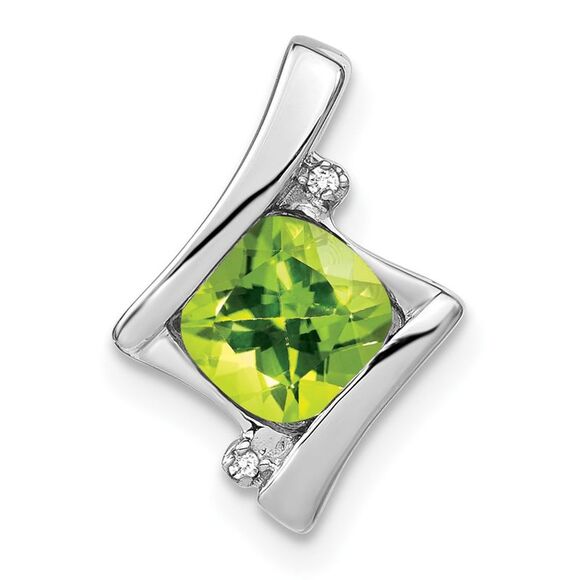 Kazi Luxury 14k White Gold Peridot and Diamond Pendant